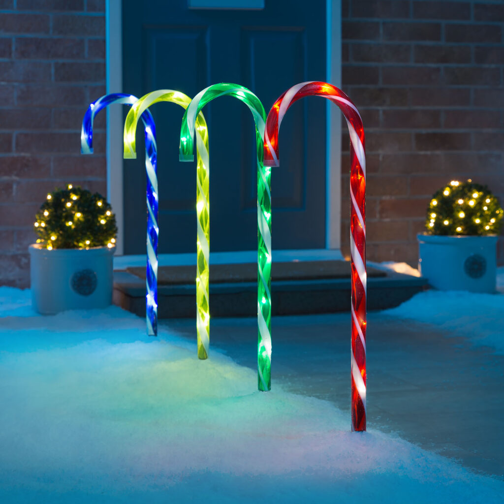 The cost of powering our Large LED Candy Cane Lights is less than a tenth of a penny an hour.